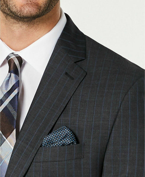 RALPH LAUREN Mens Gray Ultraflex, Pinstripe Classic Fit Stretch Blazer 46R
